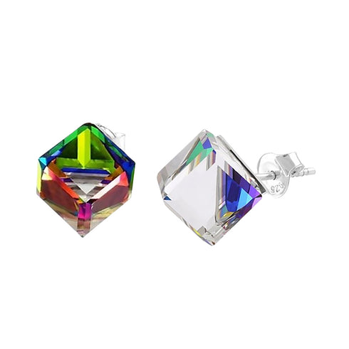 Sudraba auskari "Rubikona II (Vitrail Medium)" ar Swarovski™ kristāliem